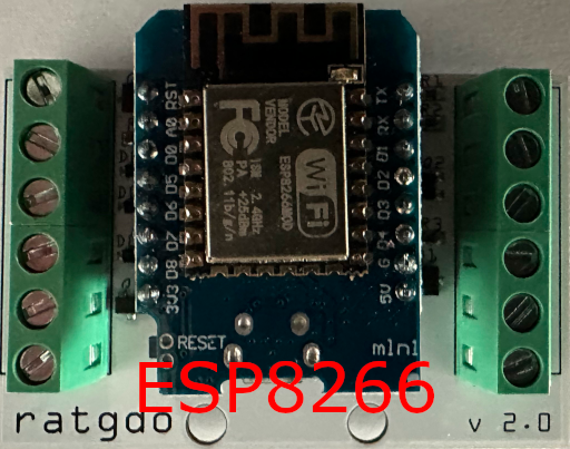 RATGDO v2 board with ESP8266 D1 Mini Lite